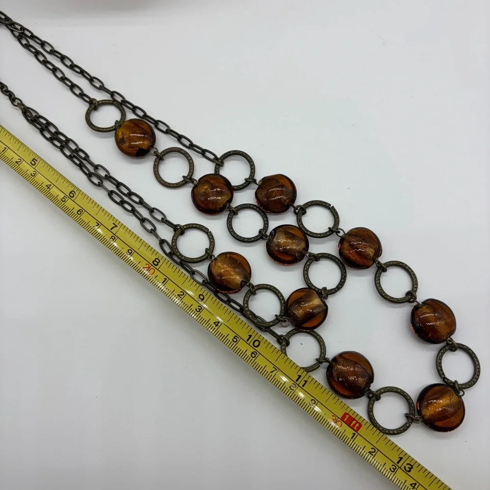 Vintage Beaded Necklace 13‎ In Length Brown Beads Costume Jewelry